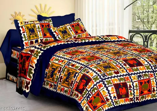 Double Pure Cotton Bedsheet With 2 Pillow Covers