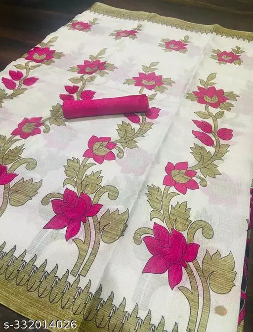 LIGHT WEIGHT FLORAL PRINTED KHADI SILK BLENDED SAREE