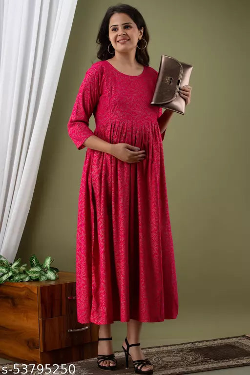 FEEDING MATERNITY JAL PINK KURTI