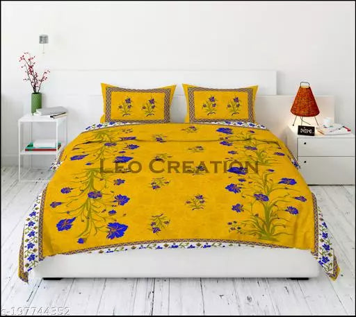 Jaipuri Pure Cotton Double Queen Bedsheet With 2 Pillow Covers