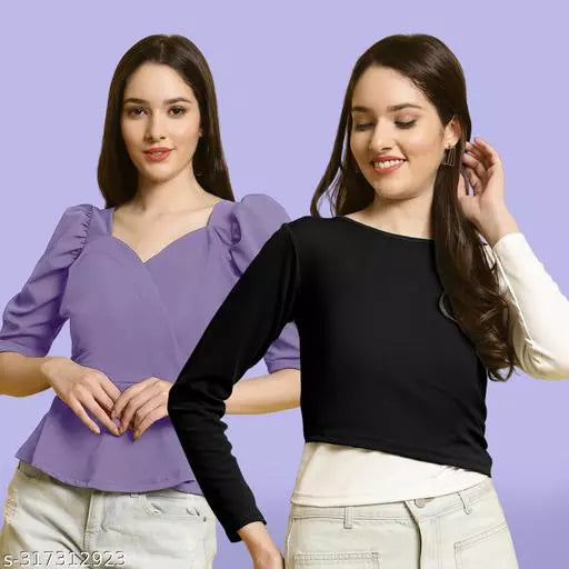 Clasic Casual Fashion Forward Women's Top - Pack of 2