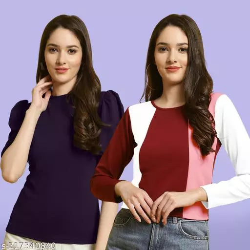 Clasic Casual Fashion Forward Women's Top - Pack of 2