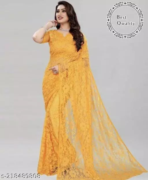 Brasso rasal Net sarees Gold Colour