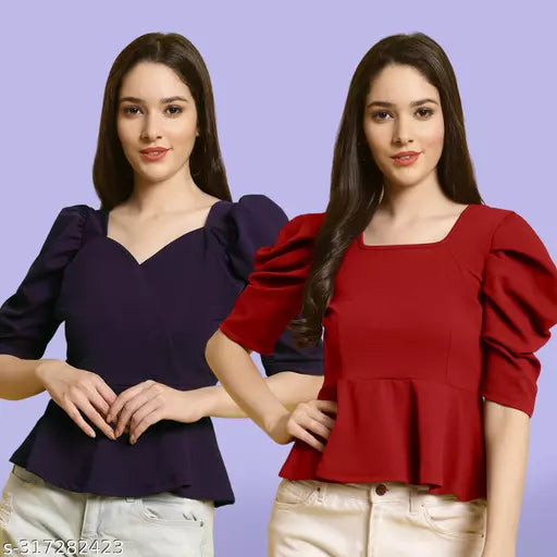 Clasic Casual Fashion Forward Women's Tops - Pack of 2