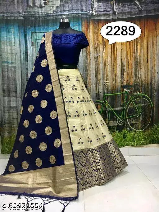 BANARASI SELF DESIGN LEHENGA CHOLI (BLOUSE IS UN-STITCHED) BY VAIDIK