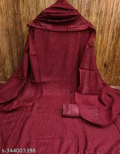 Chanderi Cotton Sequience Work Dress Material For Women with Zero Matching