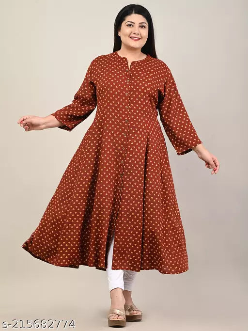 Swasti Women Printed Floral Print Pure Cotton Straight Kurta (Maroon)