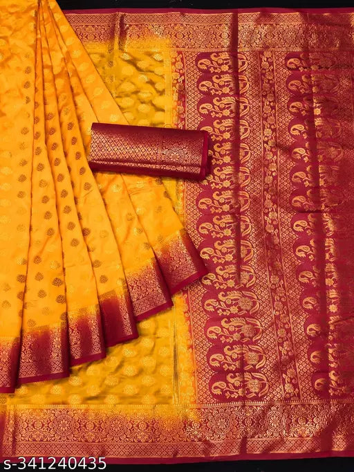 Morpich Fashion Nylon Banarasi Silk Same Border Saree