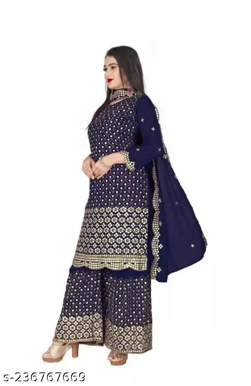 Aagyeyi Sensational Salwar Suits & Dress Materials Georgette 9mm Heavy sequence Work Wear Suit Like Party Wear Garara suit