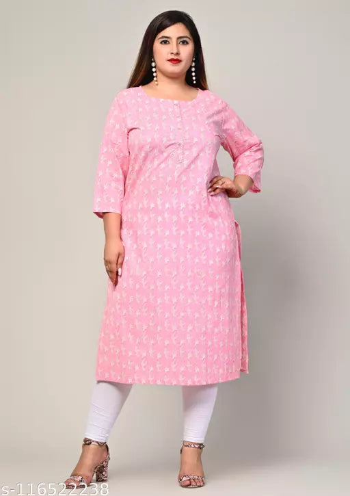 Swasti Plus Size Women Printed Pure Cotton Straight Kurta