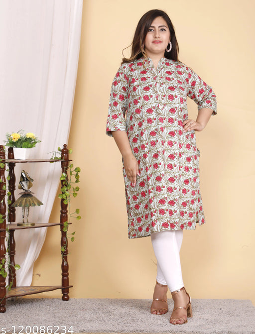 Shritikas Designer Printed Cotton Plus Size Kurti For Women