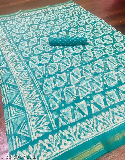 TRIO PRINTED COTTON BLENDED SAREE