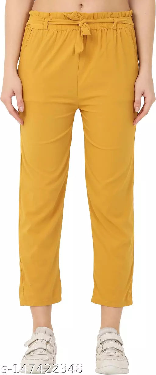 I.T FASHION Slim Fit Women Yellow Trousers ()