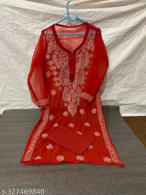 MIRROR WORK CHIKANKARI KURTI WITH INNER