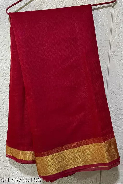 SOFT COTTON GOLDEN LACE SAREE