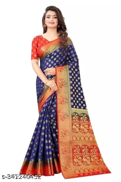 Morpich Fashion Nylon Banarasi Silk Same Border Saree