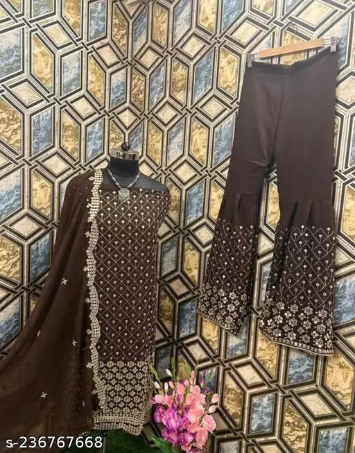 Aagyeyi Sensational Salwar Suits & Dress Materials Georgette 9mm Heavy sequence Work Wear Suit Like Party Wear Garara suit