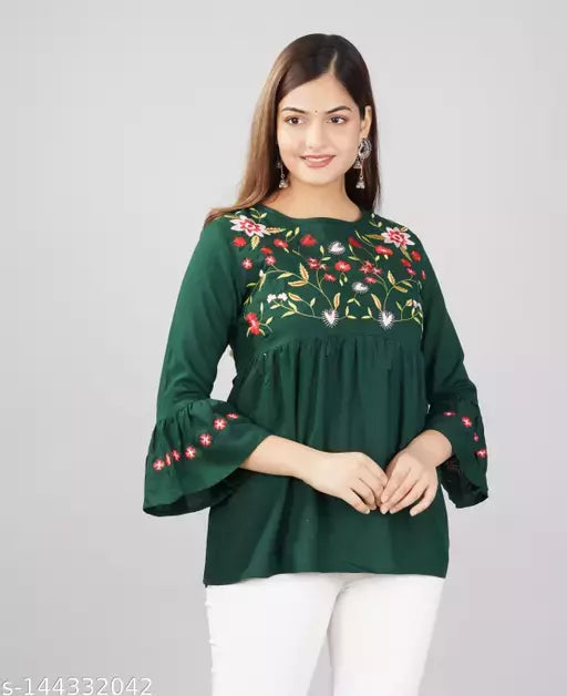 Womens rayon embroidery top trendy top festival top partywear top