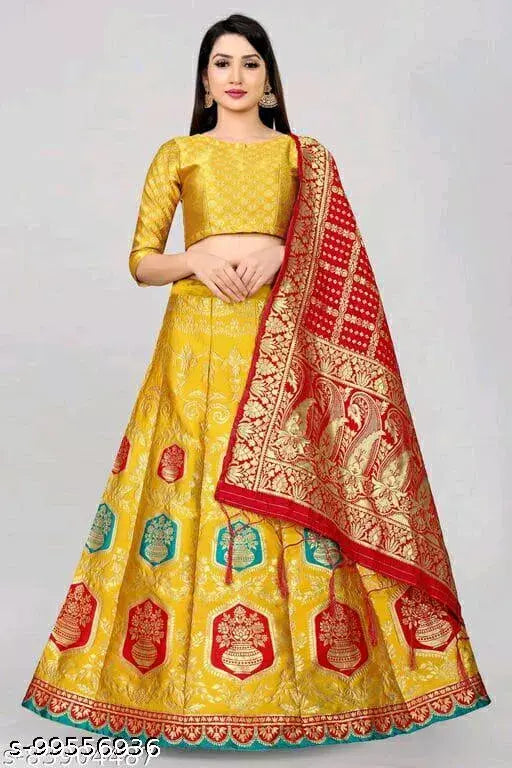 BANARASI LEHENGA CHOLI WITH BLOUSE (UN-STITCHED) BY VAIDIK ETHNIC