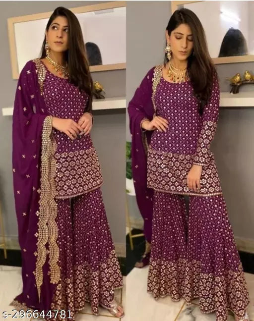 Aagyeyi Sensational Salwar Suits & Dress Materials New Fancy Garara Georgette 9mm Heavy sequence Work Wear Suit Like Party Wear Garara suit