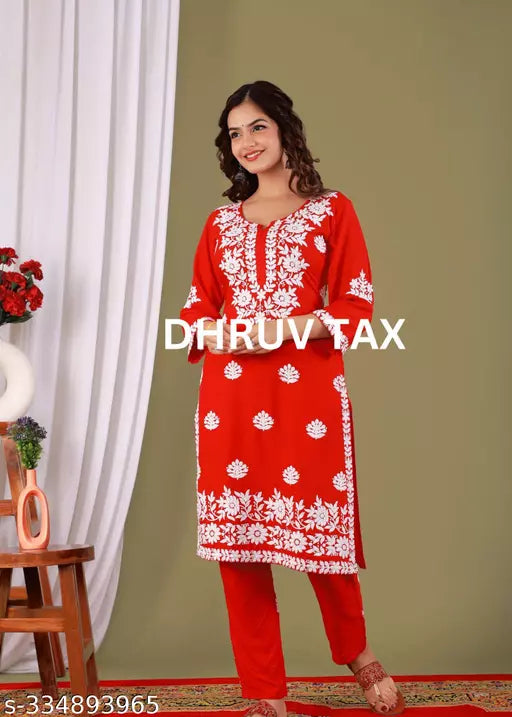 BEST FULL CHIKANKARI WORK KURTI WITH PLAZZO