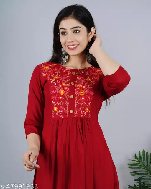 Shree Ganesh fashion's Rayon Anarkali Embroidered Kurti for women