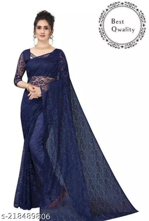 Brasso rasal Net sarees Navy Blue Colour