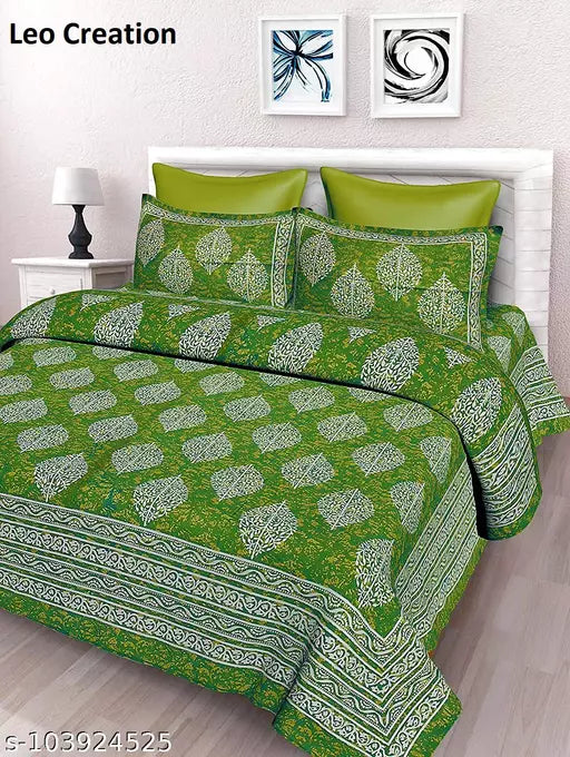 Double Pure Cotton Bedsheet With 2 Pillow Covers