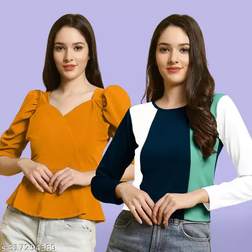 Clasic Casual Fashion Forward Women's Tops - Pack of 2
