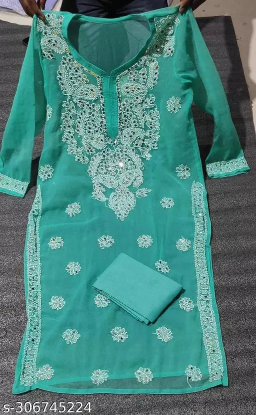 MIRROR WORK CHIKANKARI KURTI WITH INNER