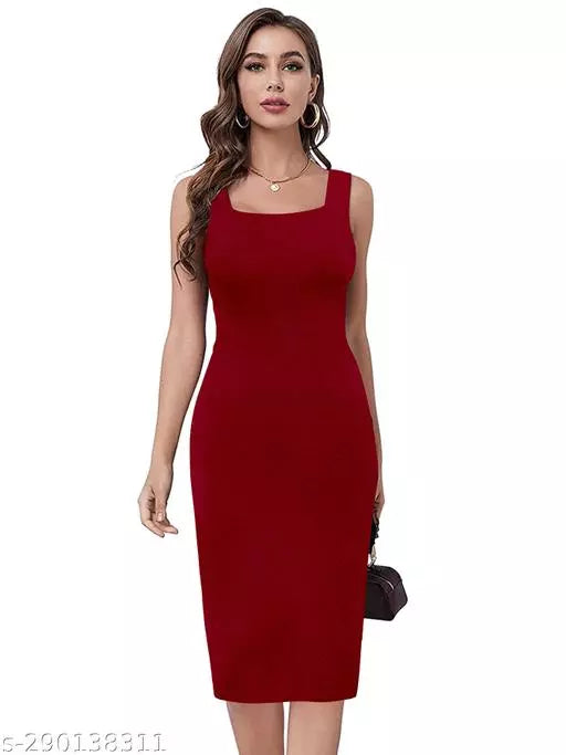 Bodycon Maroon Dresses For Woman
