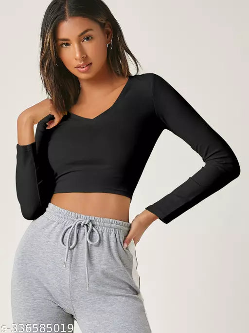 Western Printed V_ Neck Crop Top