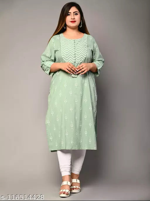 Swasti Plus Size Women Printed Pure Cotton Straight Kurta