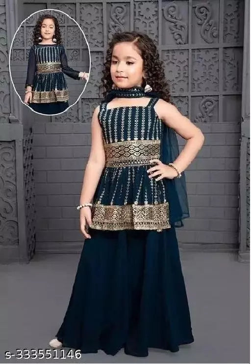 Girls |Beautiful| |Embroidered| |Kurta and Sharara Set|