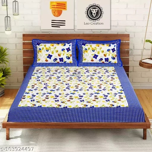 Double Pure Cotton Bedsheet With 2 Pillow Covers