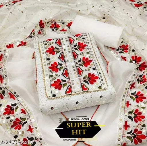 Chanderi Cotton Unstiched Salwar Suit And Dress Materials