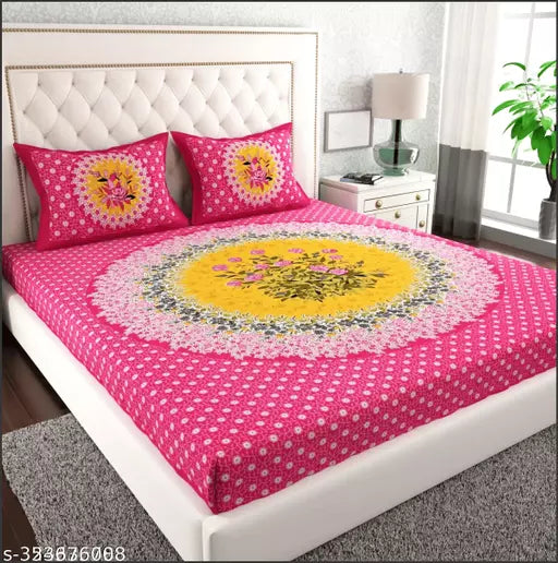 Pure Cotton Jaipuri Double Bedsheet With 2 Pillow Cover