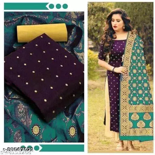 New Banarasi Silk Dress Material With Dupattas