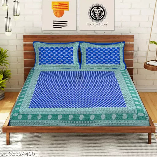 Double Pure Cotton Bedsheet With 2 Pillow Covers