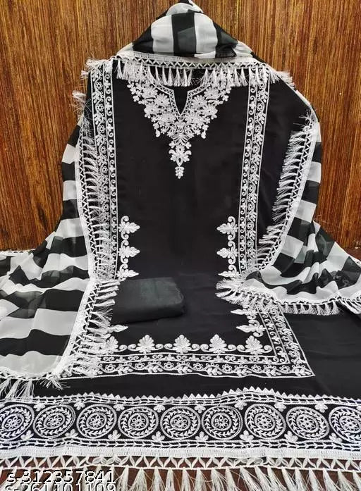Women's Super Hit Design Black Georgette Salwar Suits & Dress Materials
