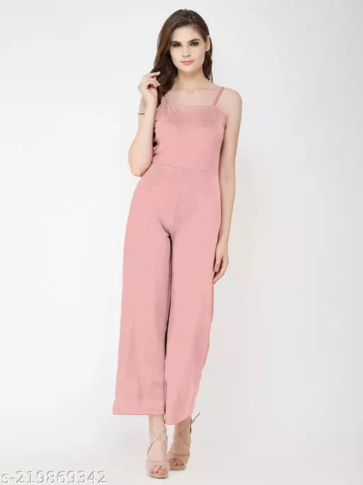 Sunday Casual Solid Peach Jumpsuit for Ladies