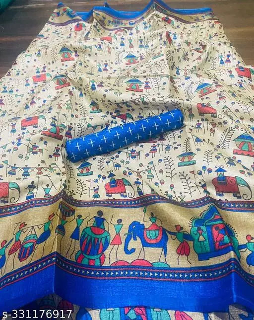 WARLI PRINT KHAADI SILK BLENDED SAREE