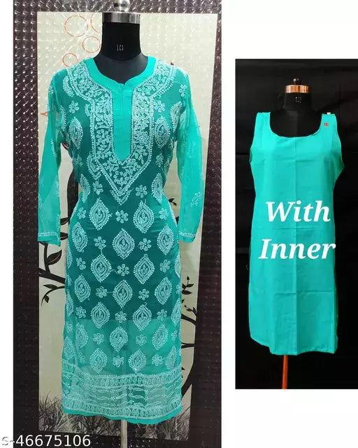 Handwork Chikankari Chiffon boota jaal with inner.