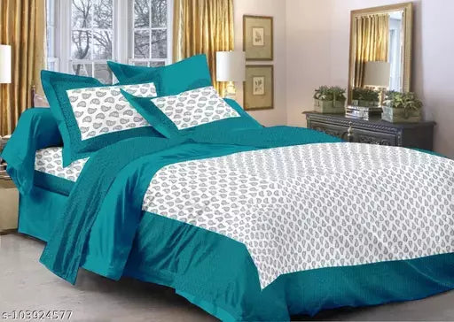 Double Pure Cotton Bedsheet With 2 Pillow Covers
