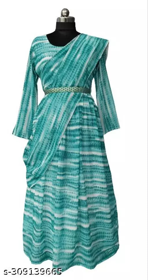 QVAZOR Stylish Fancy Trendy Printed Georgette Gown For Women For Party Wedding Festival Functions