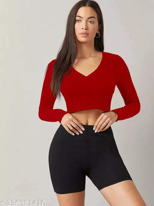 Western Printed V_ Neck Crop Top
