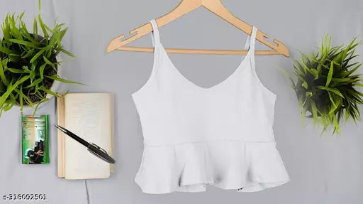 Women's Solid Cotton Rib Knit Crop Tank Top