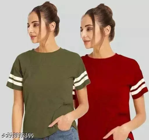Women Color Block HALF Sleeve Designer Party wear Top for women and Girls(COMBO OF 2)