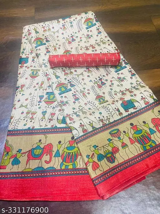 WARLI PRINT KHAADI SILK BLENDED SAREE