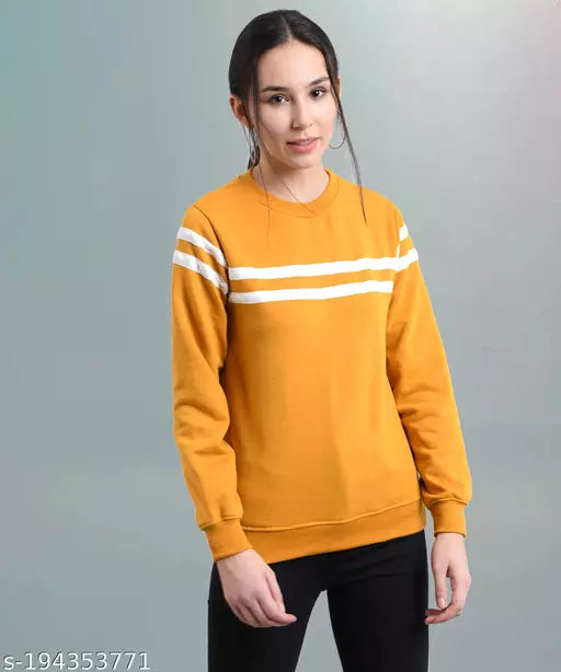 Vivient Women Yellow Front Striped Pullover